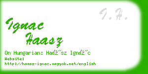 ignac haasz business card